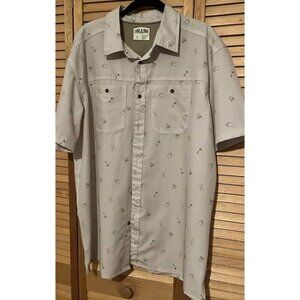 Lake & Trail Dri Wick Camp Themed Short Sleeve Button Up Mens L Shirt/CHARITY SA
